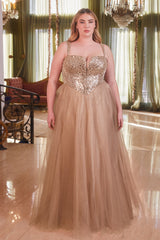 Cinderella Divine's Enchanting A-Line Prom Dress: Shimmering Sequins and Whimsical Tulle