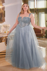 Cinderella Divine's Enchanting A-Line Prom Dress: Shimmering Sequins and Whimsical Tulle