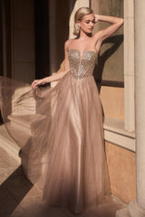 **Cinderella Divine's Enchanting Strapless A-Line Prom Dress for Unforgettable Occasions**