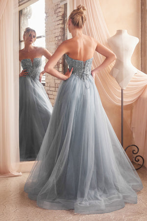 Cinderella Divine: Enchanting Strapless A-Line Prom Dress for a Fairytale Night