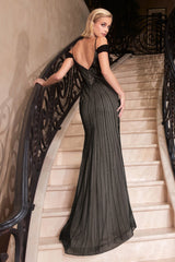 Cinderella Divine's Enchanting Off-the-Shoulder Sequin Dress for Unforgettable Occasions