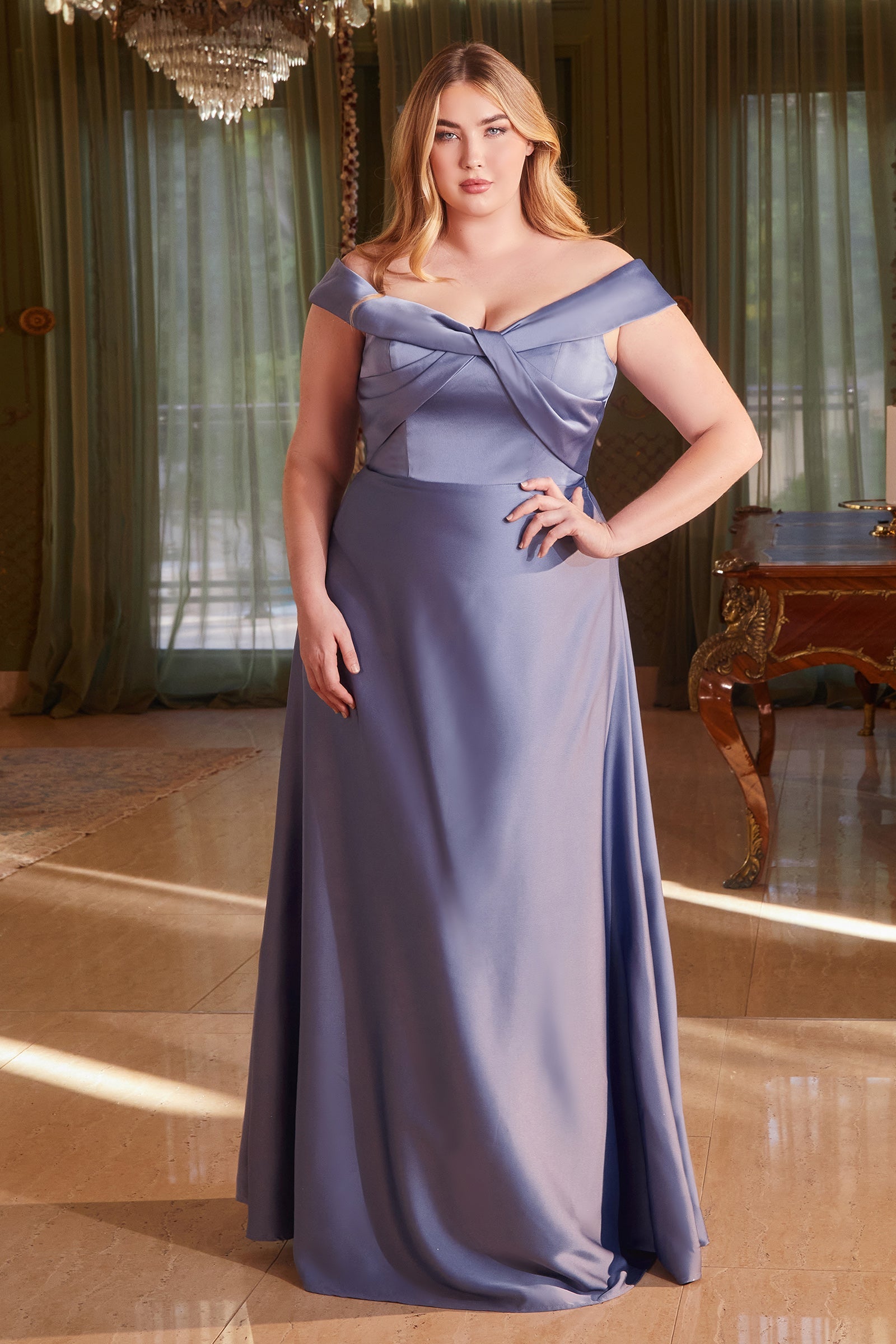 Indulge in Timeless Glamour: CINDERELLADIVINE's Enchanting Off-Shoulder Satin Dress