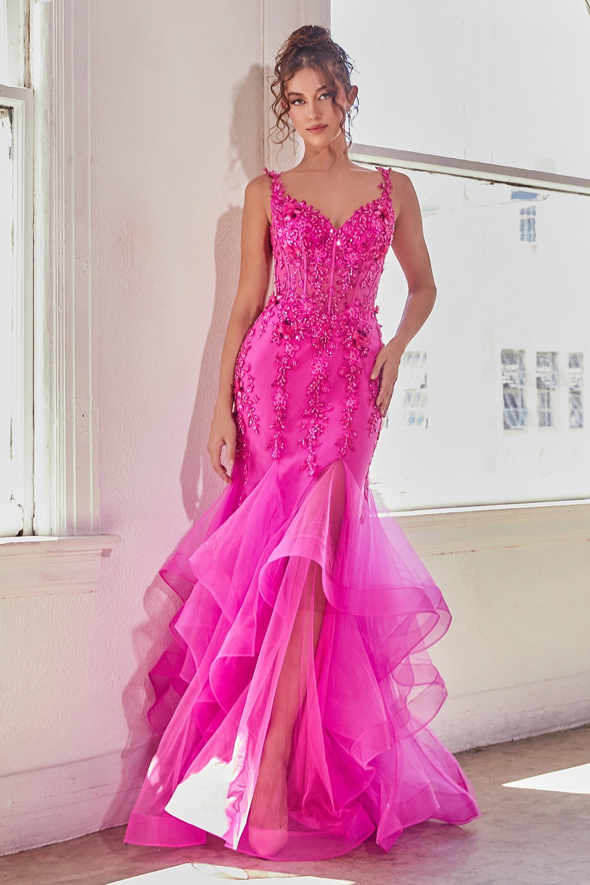 Cinderella Divine: Enchanting Sleeveless Ruffled Mermaid Gown for Special Occasions
