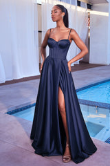 Indulge in Timeless Elegance with Cinderella Divine's Divine Satin A-Line Bustier Dress