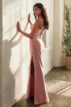 **Cinderella Divine's Alluring Strapless Luxe Satin Gown: A Timeless Statement for Every Occasion**