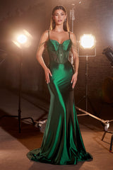 Cinderella Divine: Embrace Enchanting Glamour in a Fitted Satin Gown