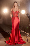 Cinderella Divine: Embrace Enchanting Glamour in a Fitted Satin Gown