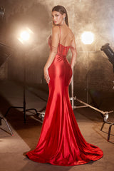 Cinderella Divine: Embrace Enchanting Elegance in a Fitted Satin Gown