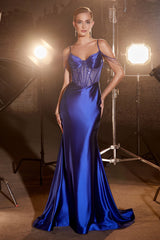 Cinderella Divine: Embrace Enchanting Glamour in a Fitted Satin Gown
