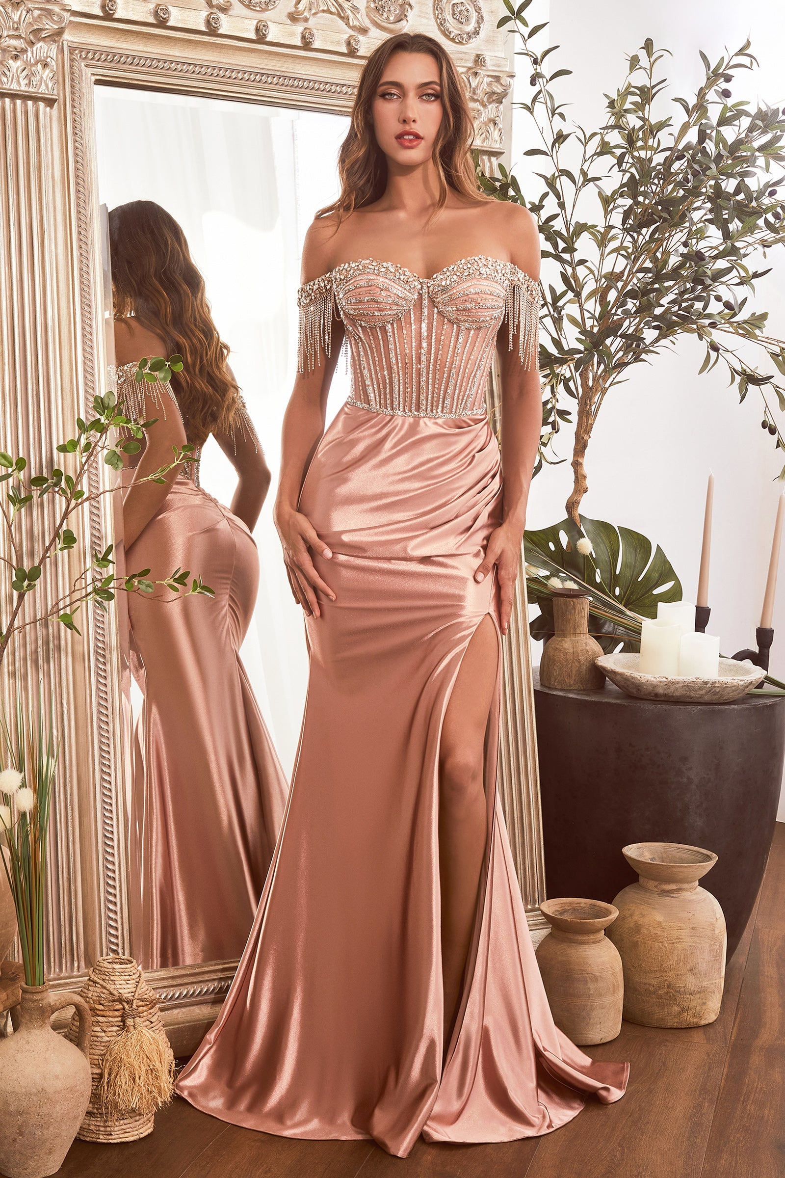 **Cinderella Divine: Off-the-Shoulder Embellished Gown for Enchanting Evenings**
