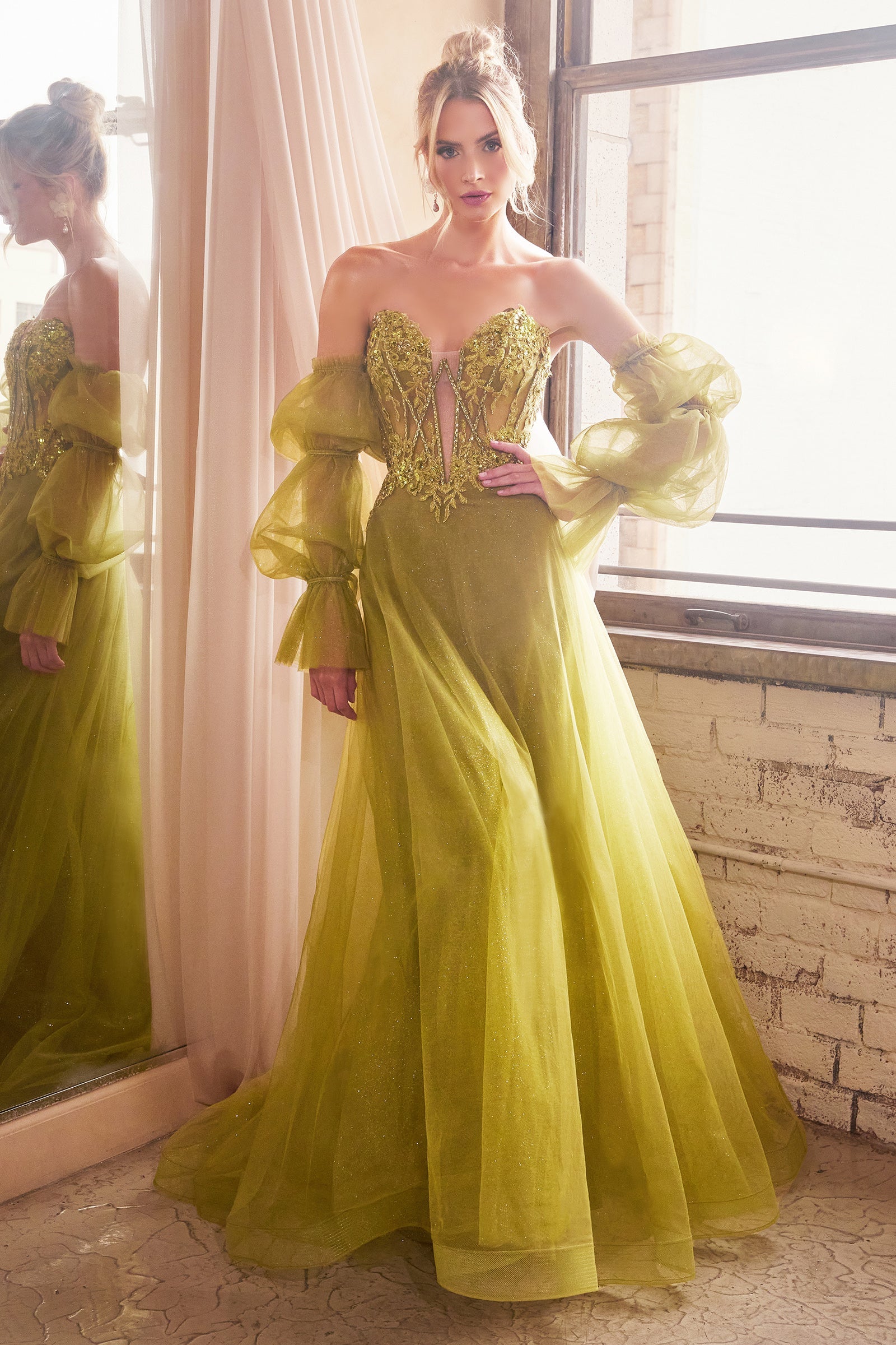 **Cinderella Divine's Enchanting Ball Gown: Shimmering Lace and Graceful Silhouette**