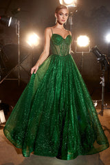**Cinderella Divine: Shimmering Glitter Ball Gown for a Grand Entrance**