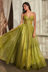 Cinderella Divine: Shimmering Glitter-Flocked Ball Gown for Unforgettable Glamour