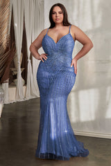 Fitted Rhinestone Sleeveless Tulle Gown: Shimmer and Shine for Unforgettable Moments