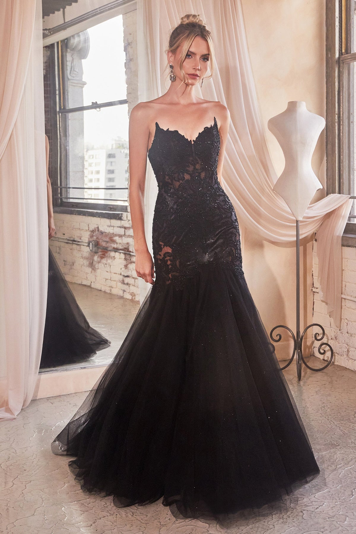 **Cinderella Divine's Enchanting Strapless Mermaid Lace Gown: Embrace Glamour and Allure**