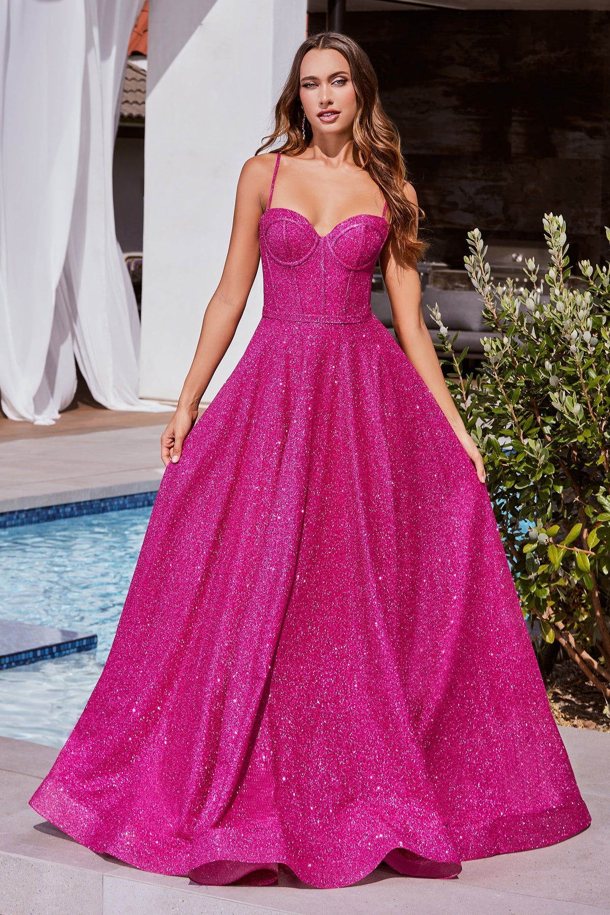 **Cinderella Divine's Shimmering Corset Gown for Enchanting Evenings**