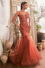 Enchanting Mermaid Gown: Cinderella Divine's Floral Sequined Masterpiece