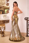 Cinderella Divine: Shimmering Metallic Satin Gown for Enchanting Evenings
