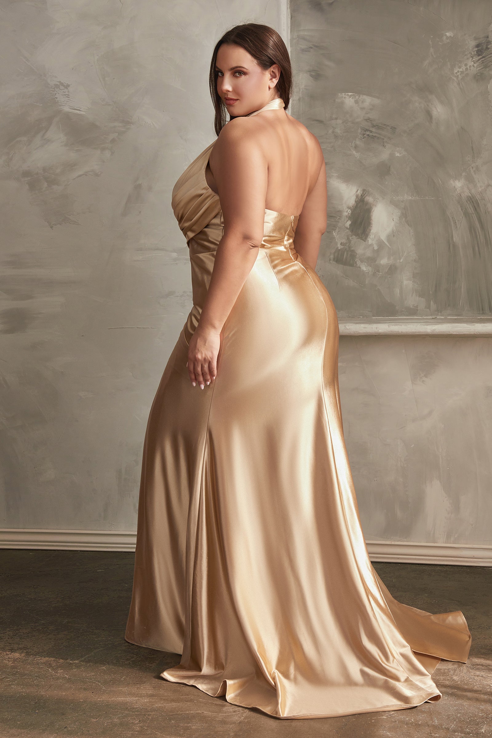 Enchanting Satin Halter Gown for Unforgettable Occasions by CINDERELLADIVINE
