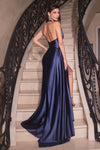 **Cinderella Divine: Enchanting Fitted Satin Halter Gown for Unforgettable Occasions**