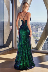 **Cinderella Divine Iridescent Sequin Corset Gown: Enchanting Elegance for Special Occasions**