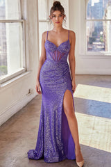 **Cinderella Divine Iridescent Sequin Corset Gown: Enchanting Elegance for Special Occasions**