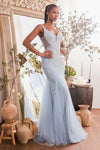 Captivating Mermaid Gown: Cinderella Divine's Beaded Tulle Masterpiece
