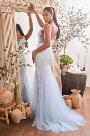Cinderella Divine: Enchanting Beaded Tulle Mermaid Gown for Unforgettable Occasions