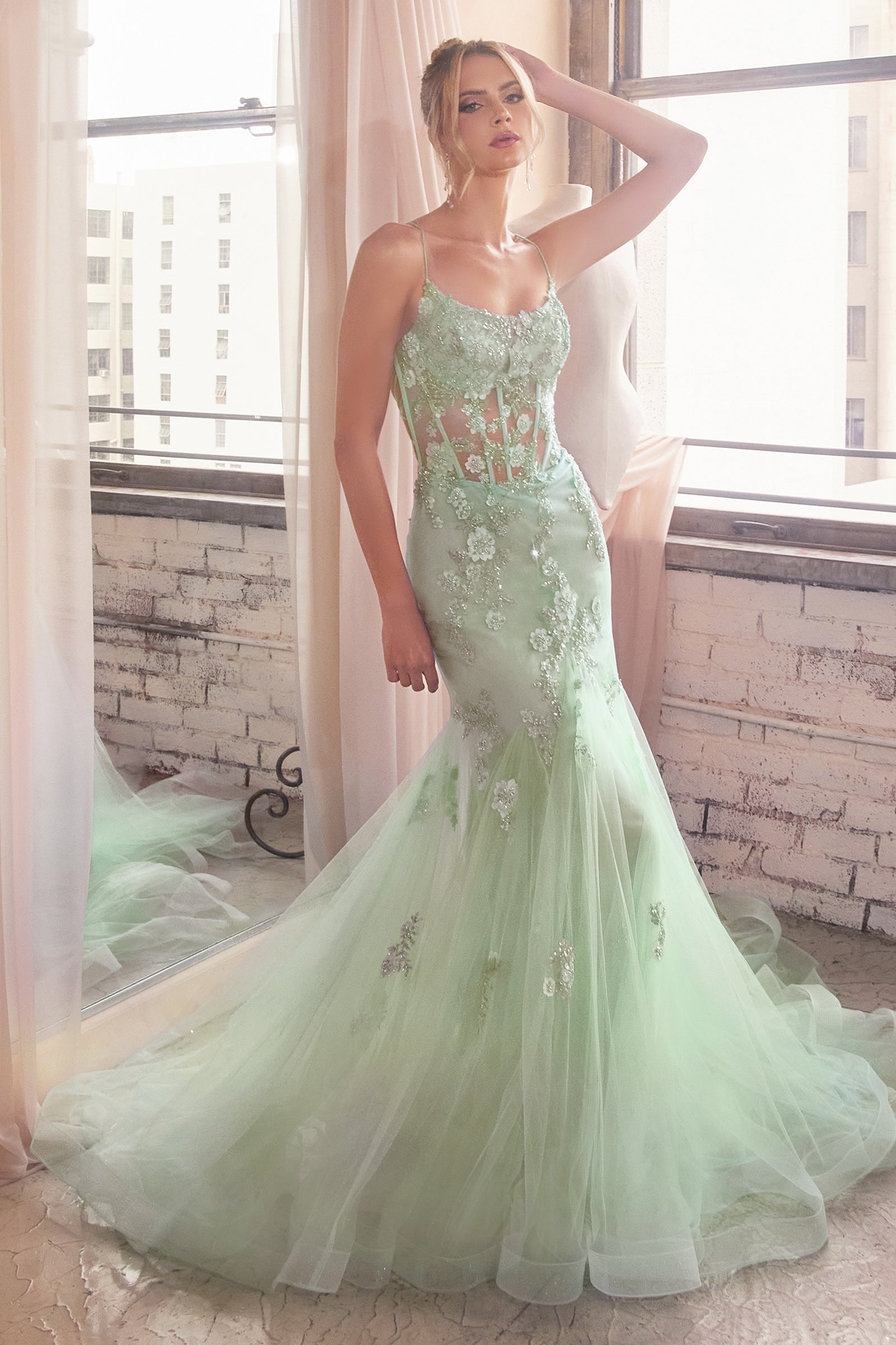 **Cinderella Divine's Enchanting Floral Mermaid Gown: A Vision of Grace and Elegance**