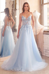 **Cinderella Divine's Enchanting A-Line Gown: Shimmering Elegance for Special Occasions**