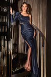 Cinderella Divine: One-Shoulder Gown with Dramatic Sleeve, Perfect for Formal Occasions