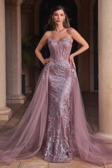 Captivating Glamour: Cinderella Divine's Fitted Glitter Gown for Unforgettable Occasions
