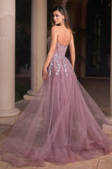 Captivating Cinderella Divine Fitted Glitter Gown with Overskirt