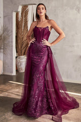 Captivating Glamour: Cinderella Divine's Fitted Glitter Gown for Unforgettable Occasions