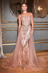 Captivating Glamour: Cinderella Divine's Fitted Glitter Gown for Unforgettable Occasions