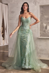 Captivating Glamour: Cinderella Divine's Fitted Glitter Gown for Unforgettable Occasions