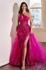 **Cinderella Divine's Captivating One-Shoulder Gown: Embrace Elegance and Allure**
