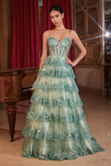 **Cinderella Divine: Tiered Sequin Symphony for Enchanting Evenings**