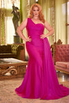 **CINDERELLADIVINE: Embrace Elegance in Our One-Shoulder Satin Gown**