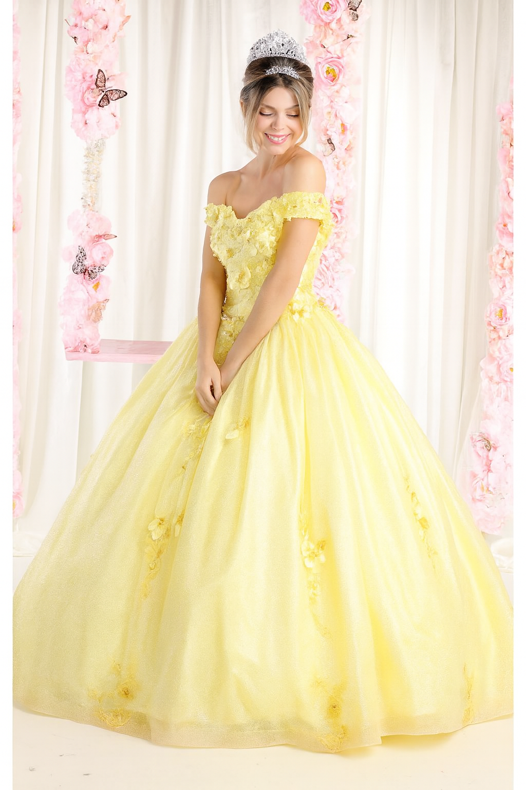 Plus Size Yellow Ball Gown Quinceanera Dress by LK161