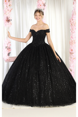 Plus Size Embellished Black Ball Gown by LK153