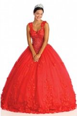 Red Plus Size Ball Gown Quinceanera Dress LK157