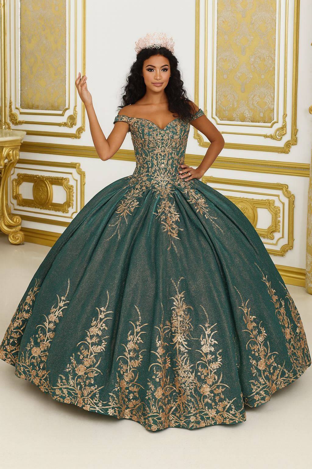 Hunter Green Plus Size Ball Gown by LK220