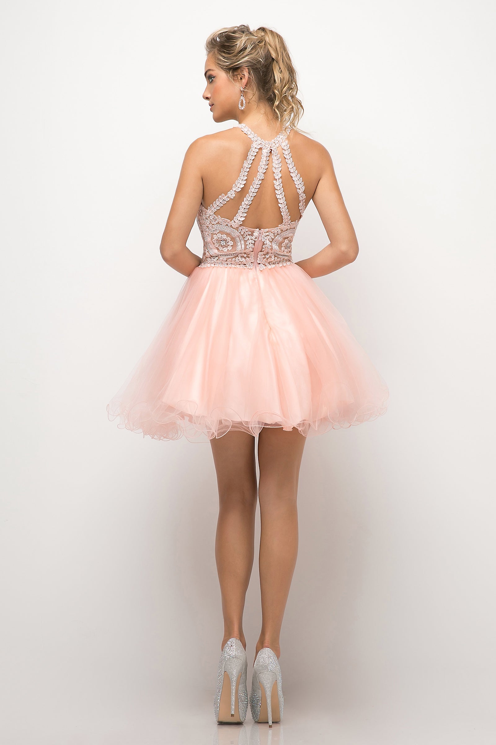 Cinderella Divine's Enchanting Beaded Lace Applique Dress for Memorable Occasions