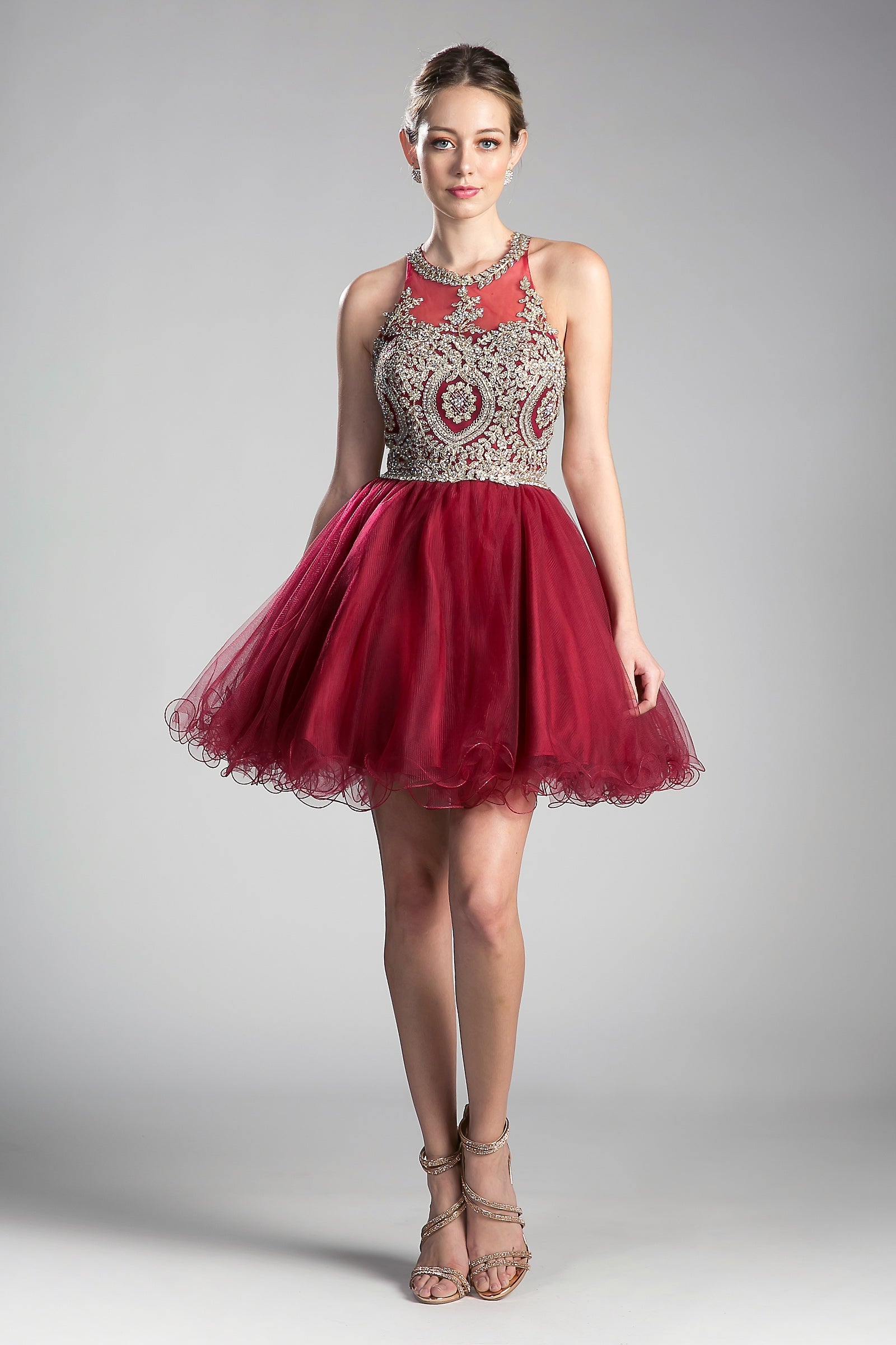 **Cinderella Divine: Captivating Beaded Lace AppliquÃ© Dress for Unforgettable Occasions**