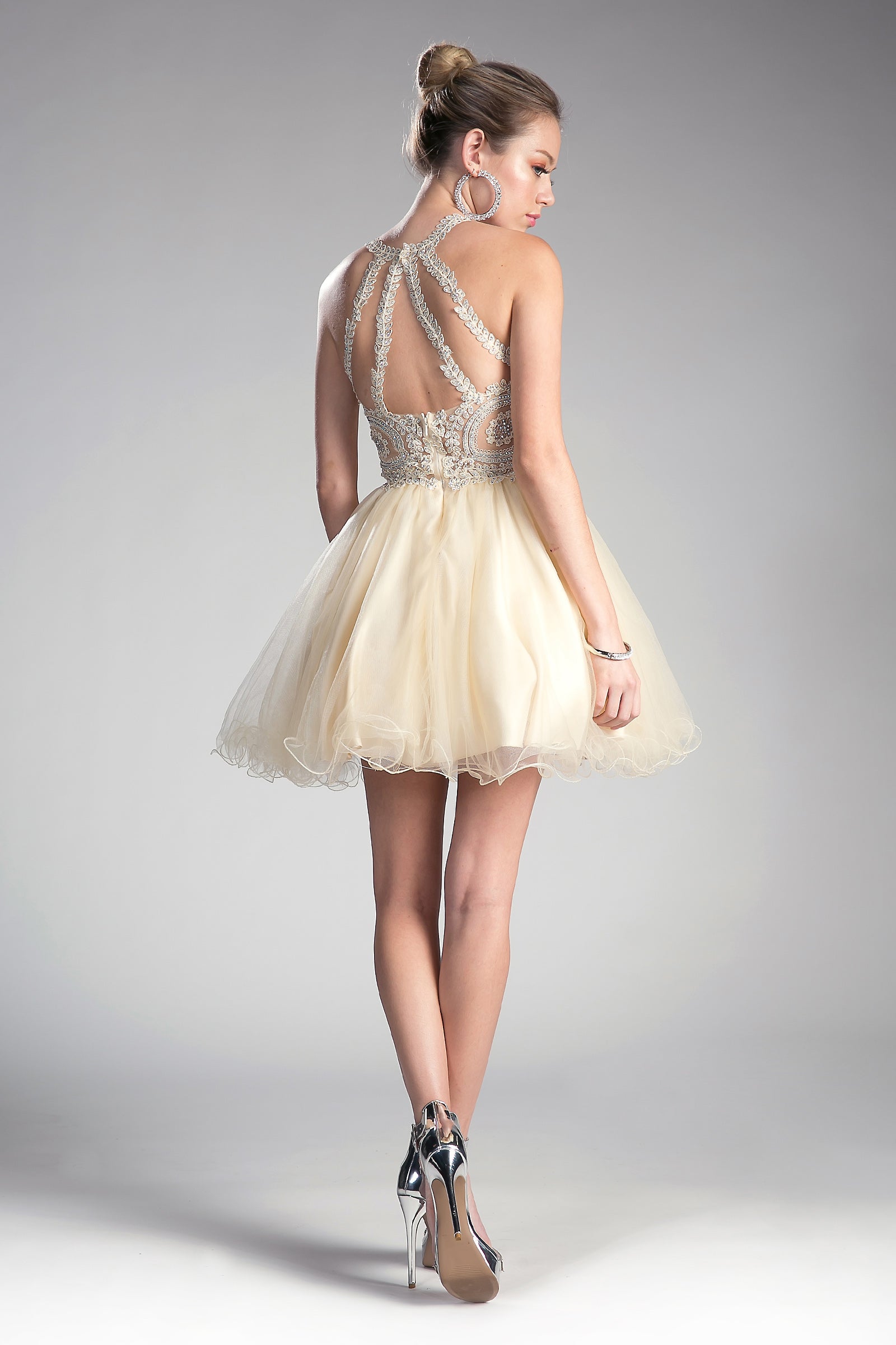 **Cinderella Divine: Captivating Beaded Lace AppliquÃ© Dress for Unforgettable Occasions**