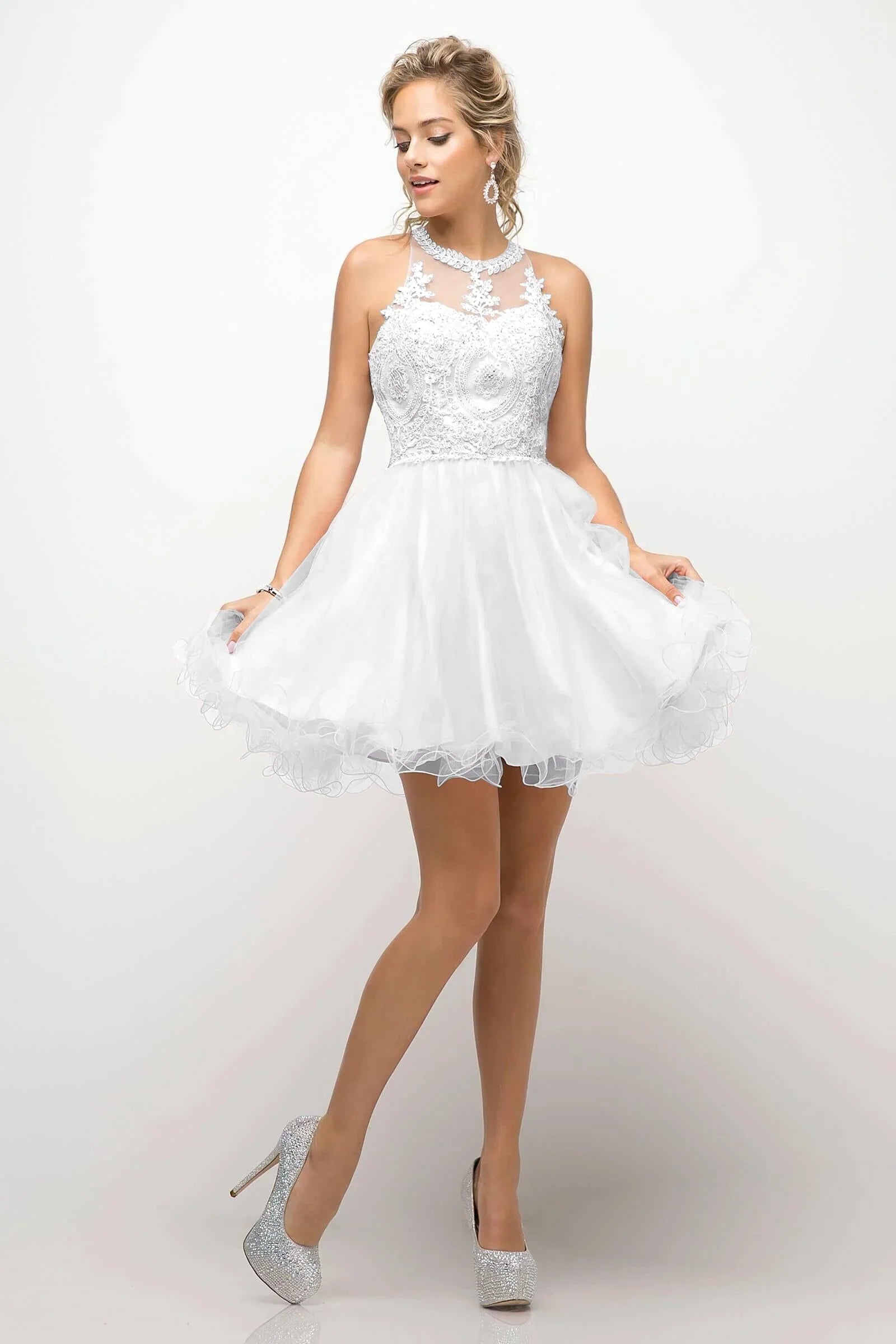 **Cinderella Divine: Captivating Beaded Lace AppliquÃ© Dress for Unforgettable Occasions**