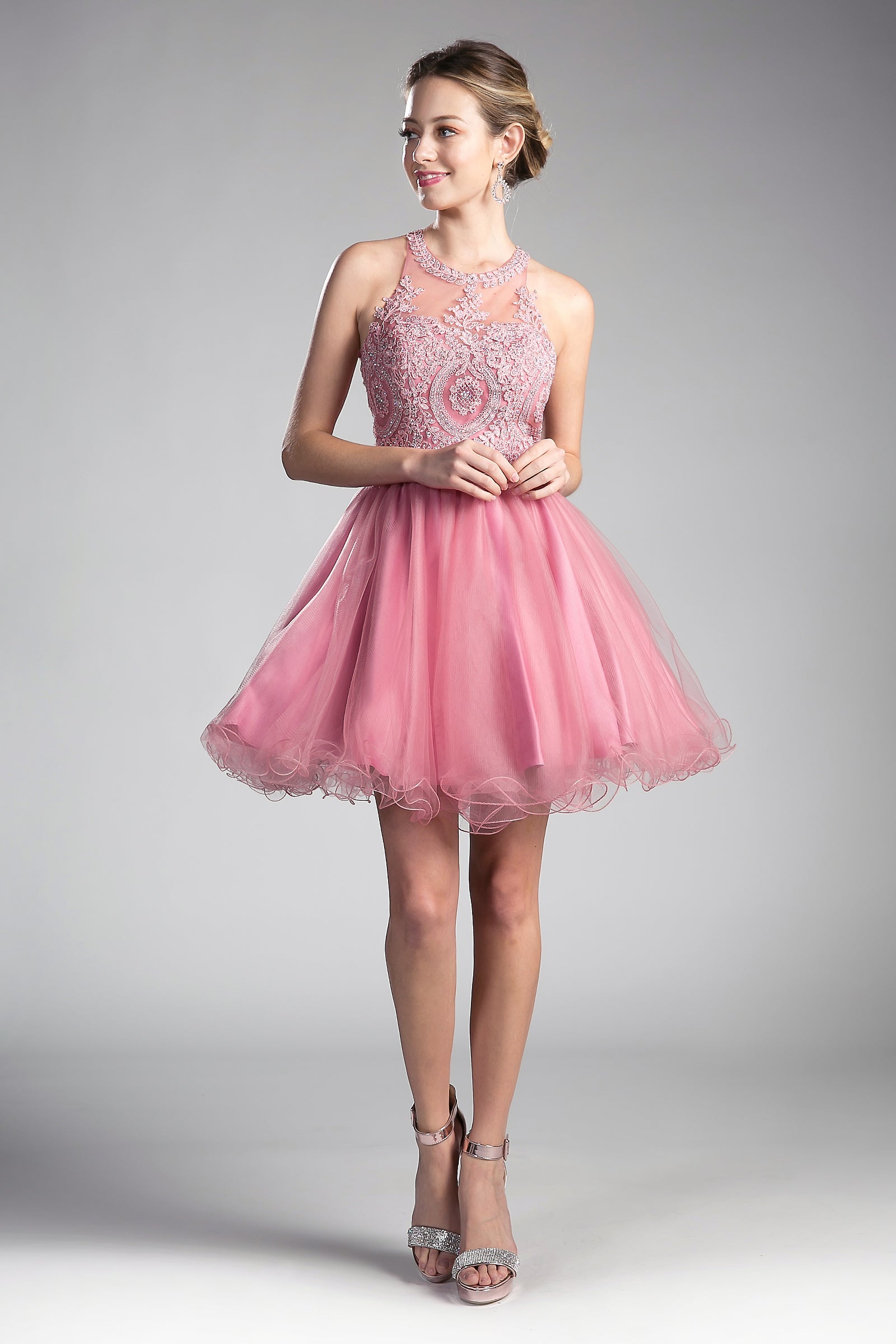 **Cinderella Divine: Captivating Beaded Lace AppliquÃ© Dress for Unforgettable Occasions**