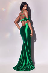 Cinderella Divine's Enchanting Goddess Gown: Luxurious Satin, Asymmetrical Neckline, and Sultry Slit