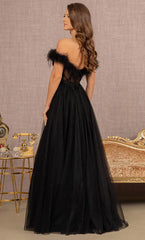 **GLS by Gloria's Enchanting Off-Shoulder Feather and AppliquÃ© Gown**